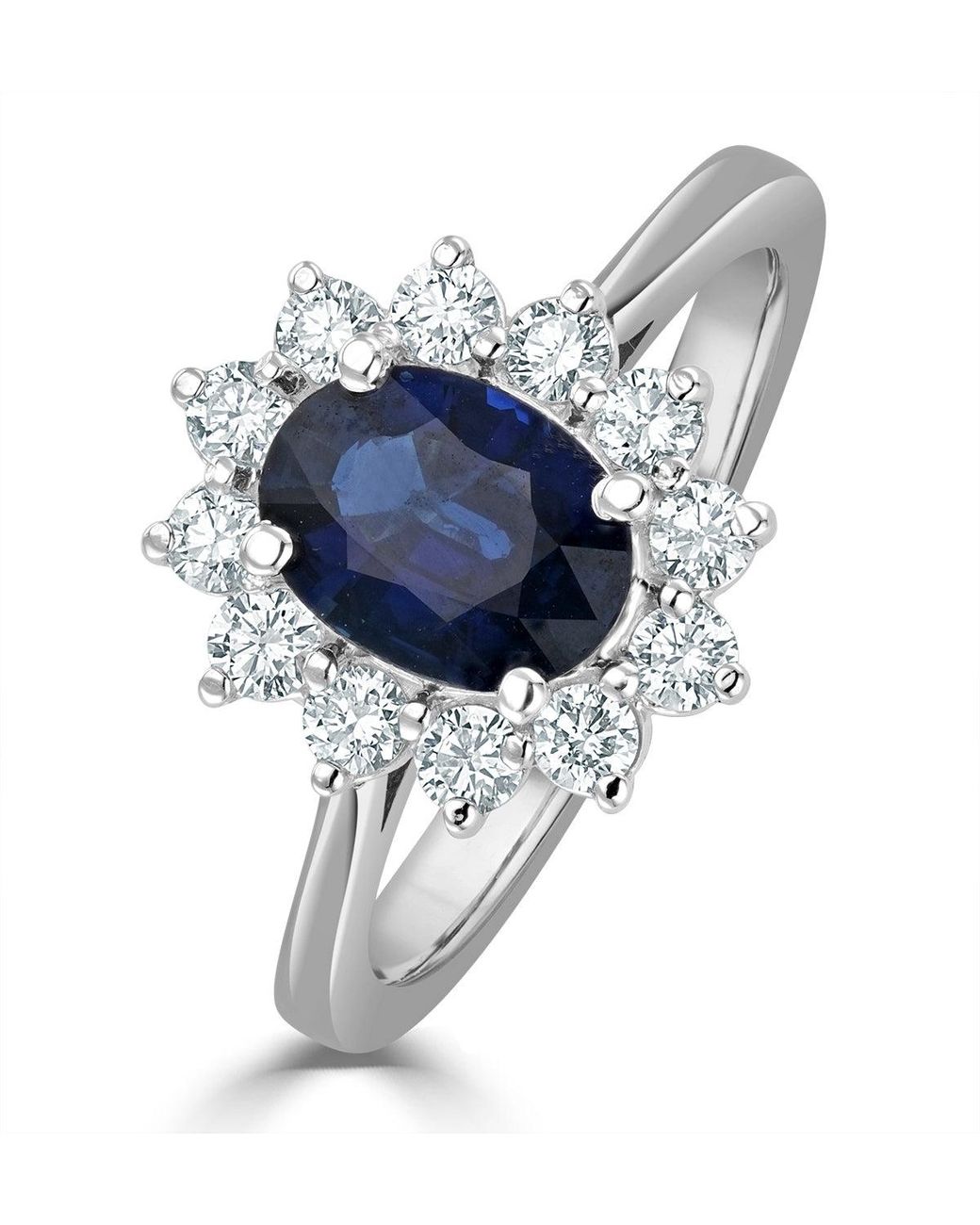 The Diamond Store Blue Sapphire 1.55Ct And Diamond 0.50Ct 18K Ring