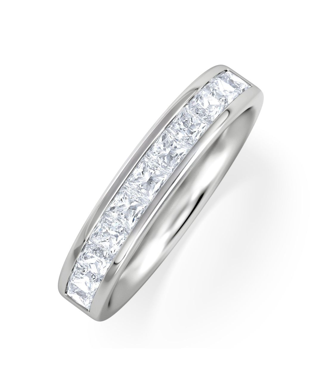 The Diamond Store White Princess Diamond Half Eternity Ring 1.00Ct H/Si