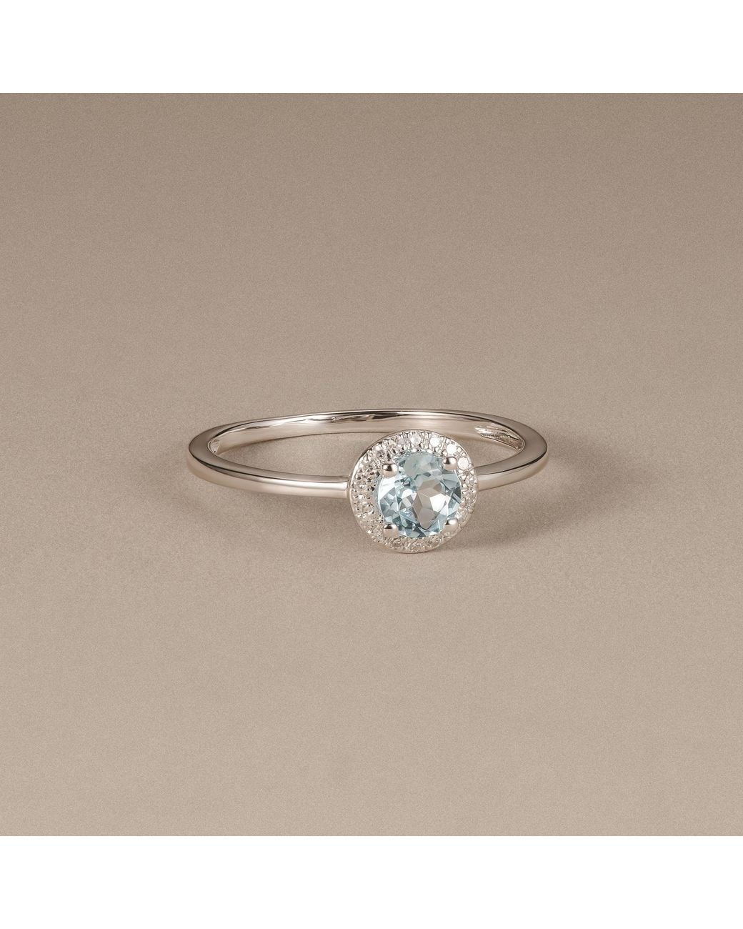 The Diamond Store Blue Stellato 0.40Ct Round Cut Topaz And Lab Diamond Halo Ring