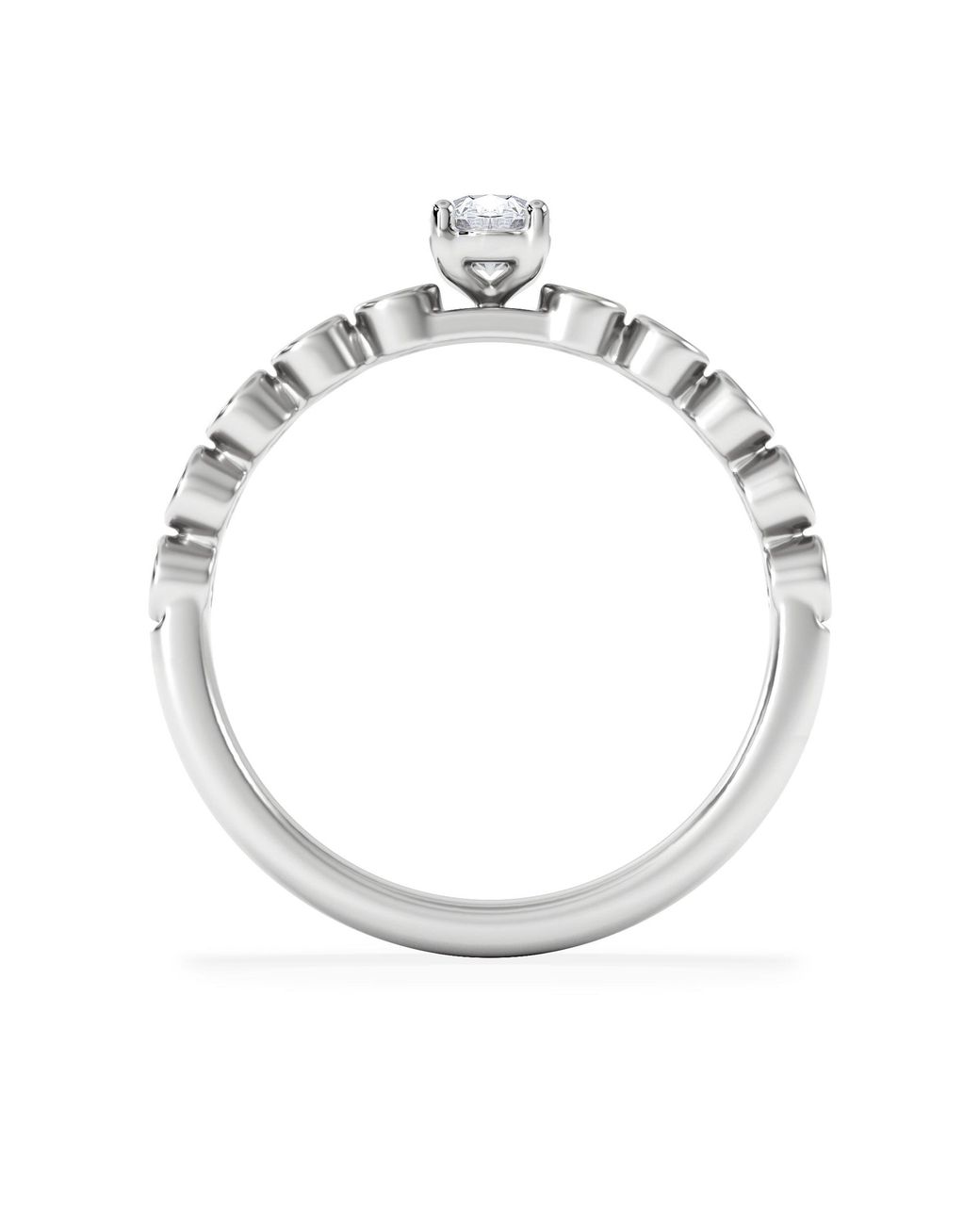 The Diamond Store White Entwine 0.30Ct Oval Cut Lab Diamond Solitaire Engagement Ring With Side Stones
