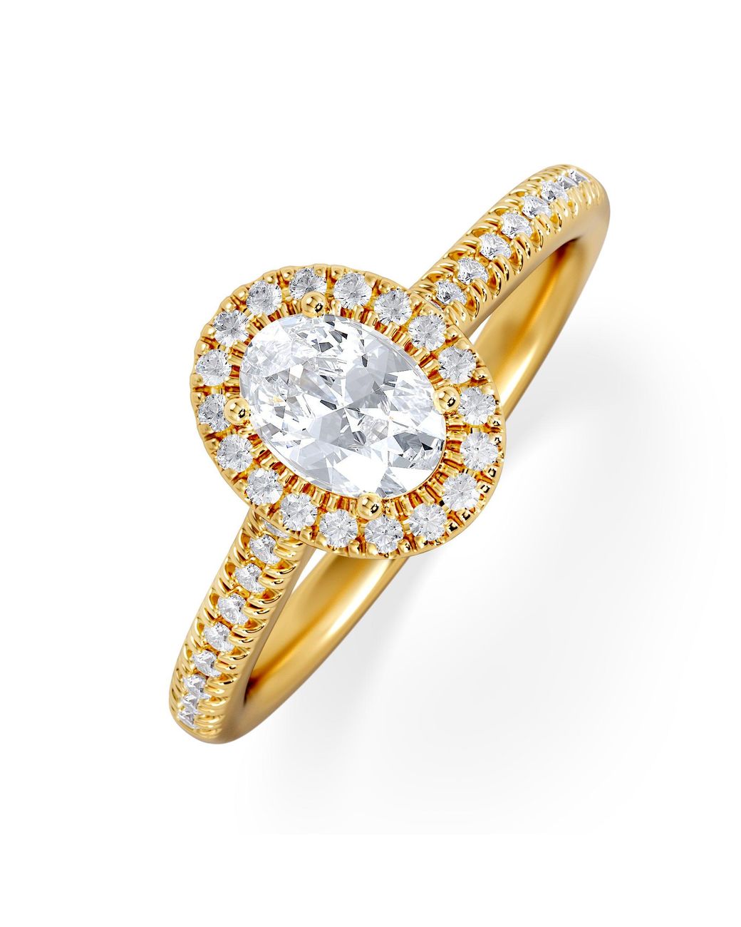 The Diamond Store Metallic Lumia Oval Cut Lab Diamond Halo Ring 0.70Ct F/Vs