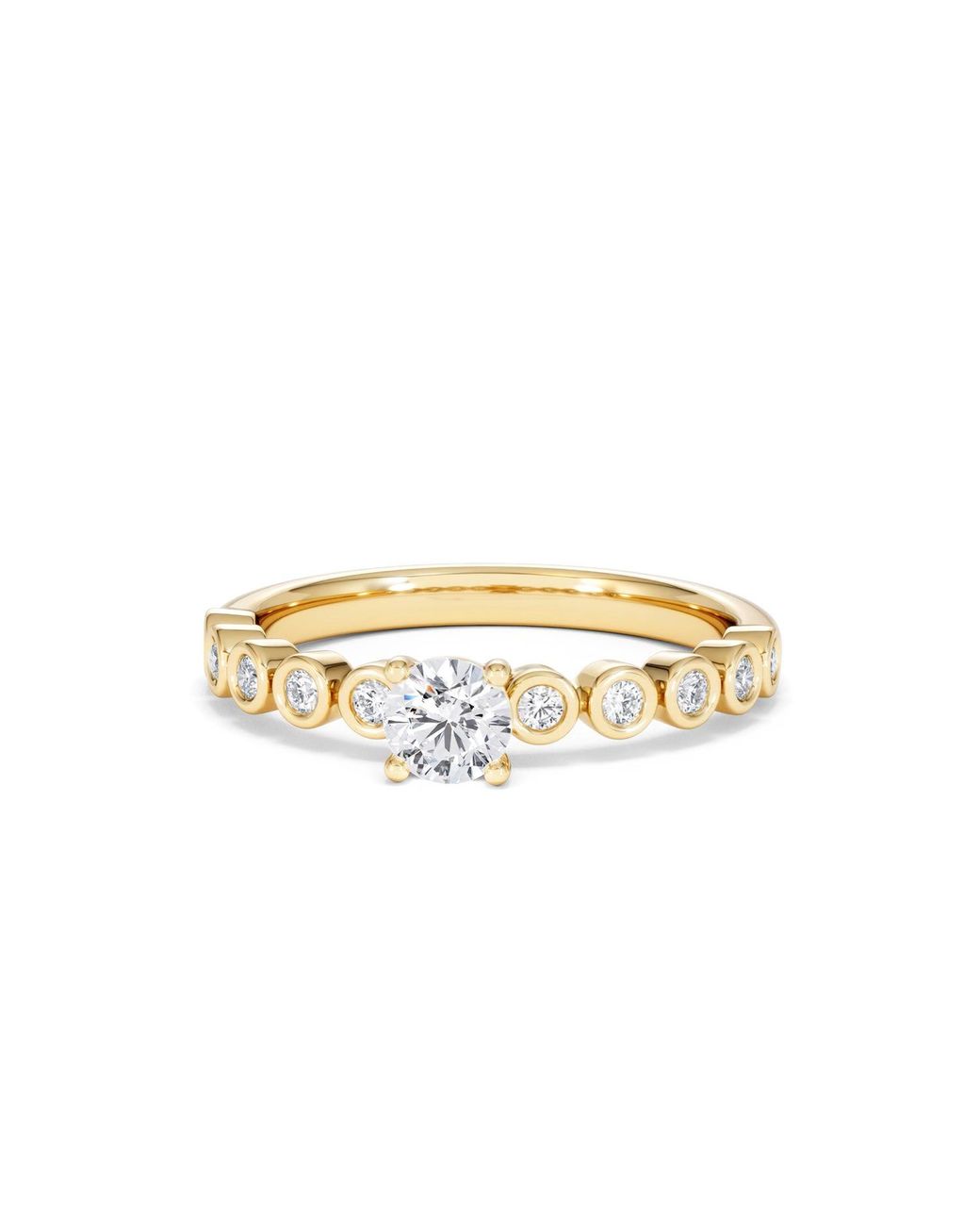 The Diamond Store Metallic Entwine 0.30Ct Round Cut Lab Diamond Solitaire Engagement Ring With Side Stones