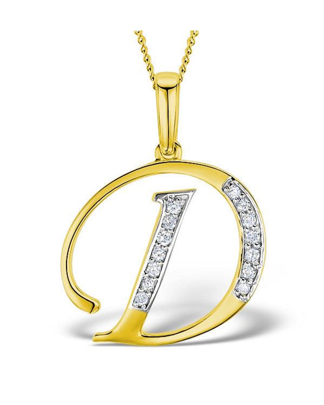 The Diamond Store Metallic Initial 'D' 0.05Ct Lab Diamond Pendant Necklace