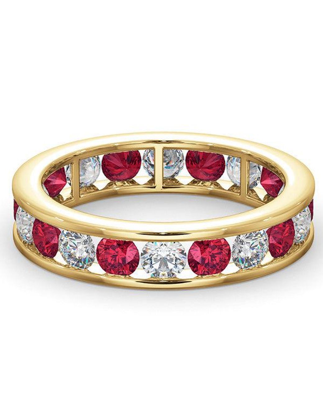 The Diamond Store Multicolor Eternity Ring Rae Diamonds H/Si And Ruby 1.80Ct