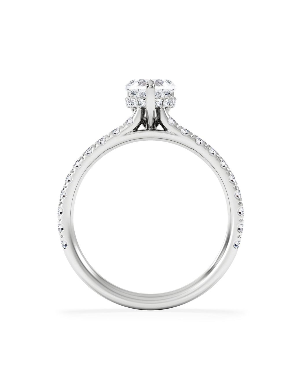 The Diamond Store White Amora Heart 0.97Ct Hidden Halo Lab Diamond Engagement Ring With Side Stones Set
