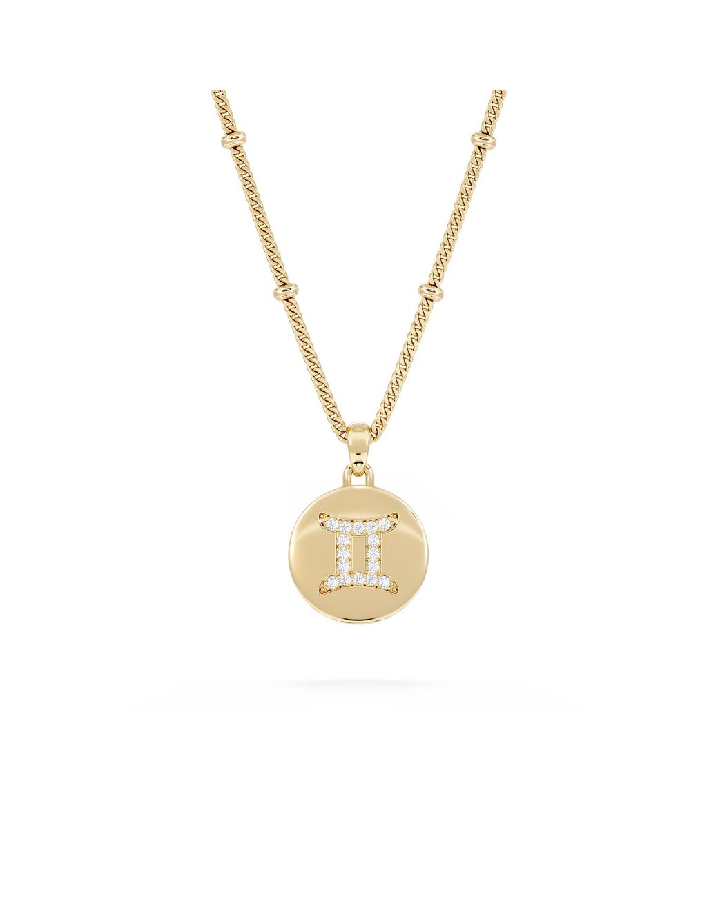 The Diamond Store Metallic Astrology Gemini 0.07Ct Lab Grown Diamond Medallion Pendant Necklace