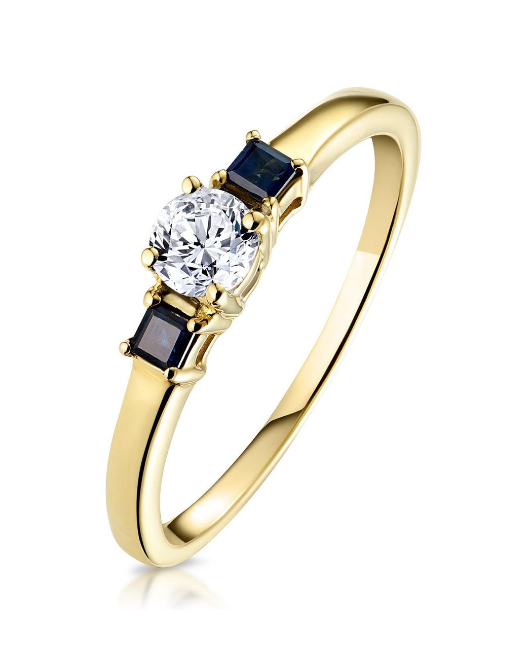The Diamond Store Metallic Diamond 0.25Ct And Sapphire 18K Ring