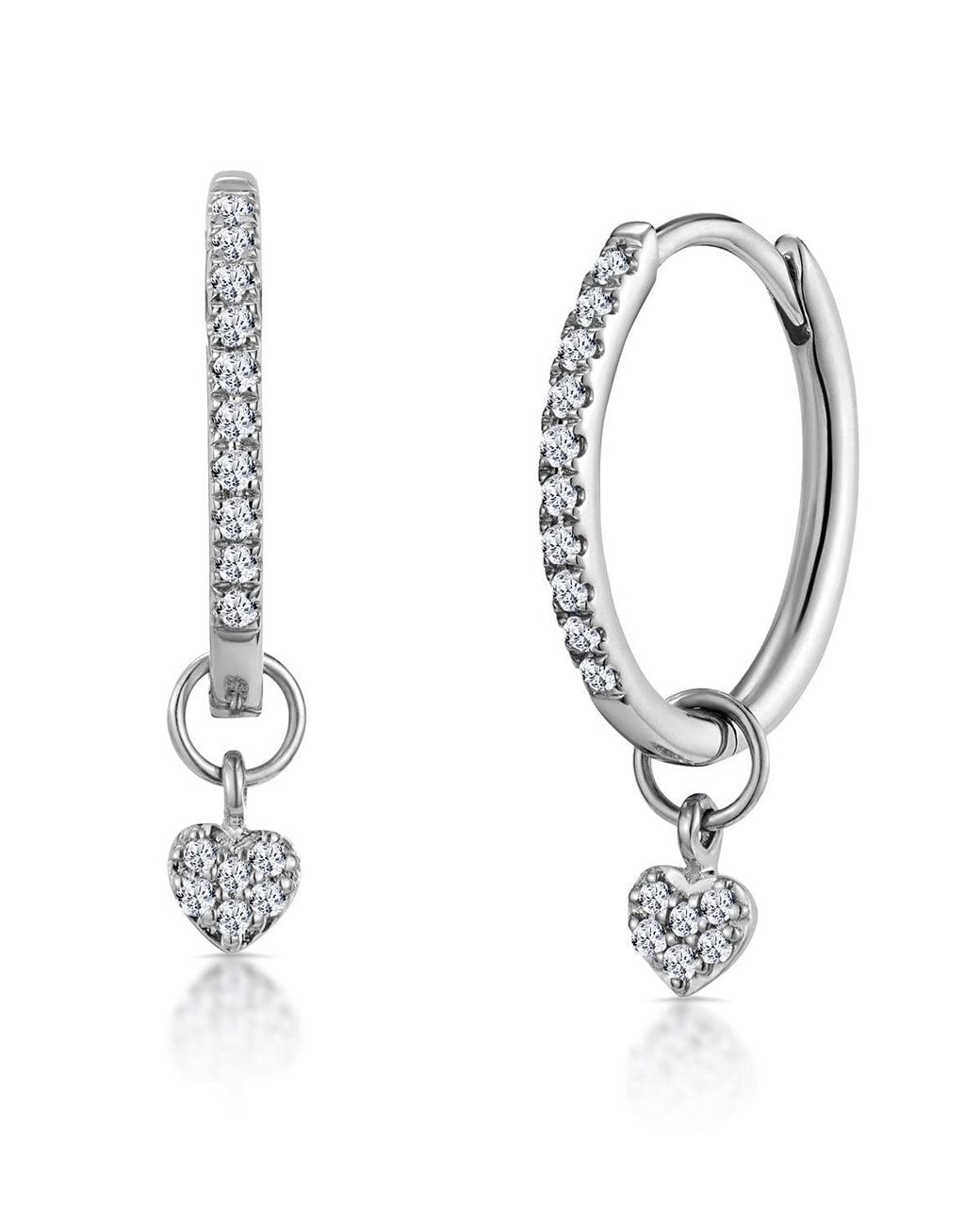 The Diamond Store Metallic Stellato Diamond Encrusted Huggie Heart Earrings 0.11Ct