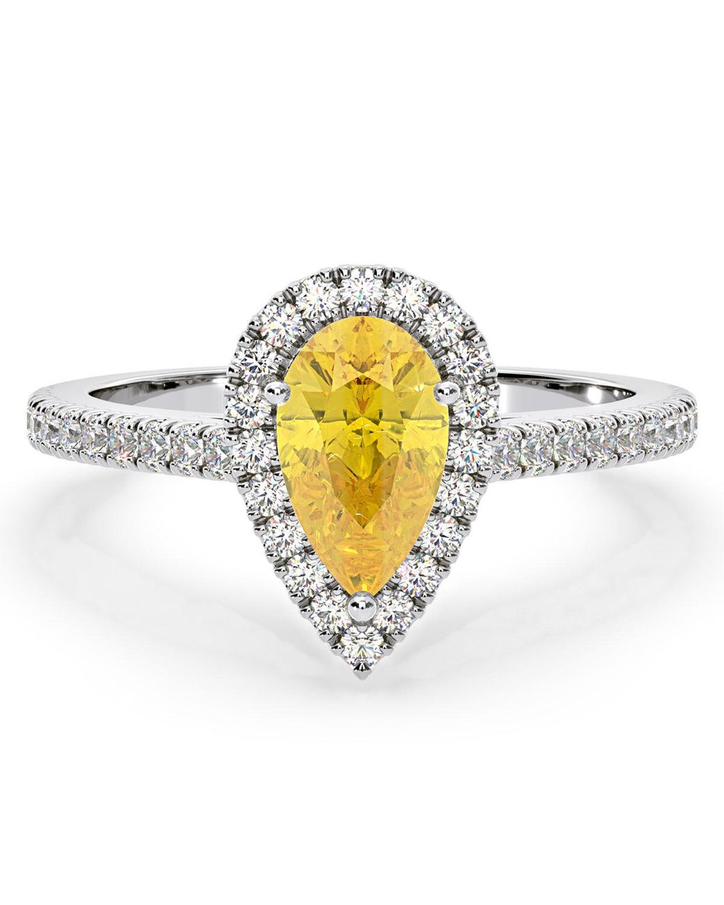The Diamond Store Metallic Diana Lab Diamond Pear Halo Ring 1.60Ct