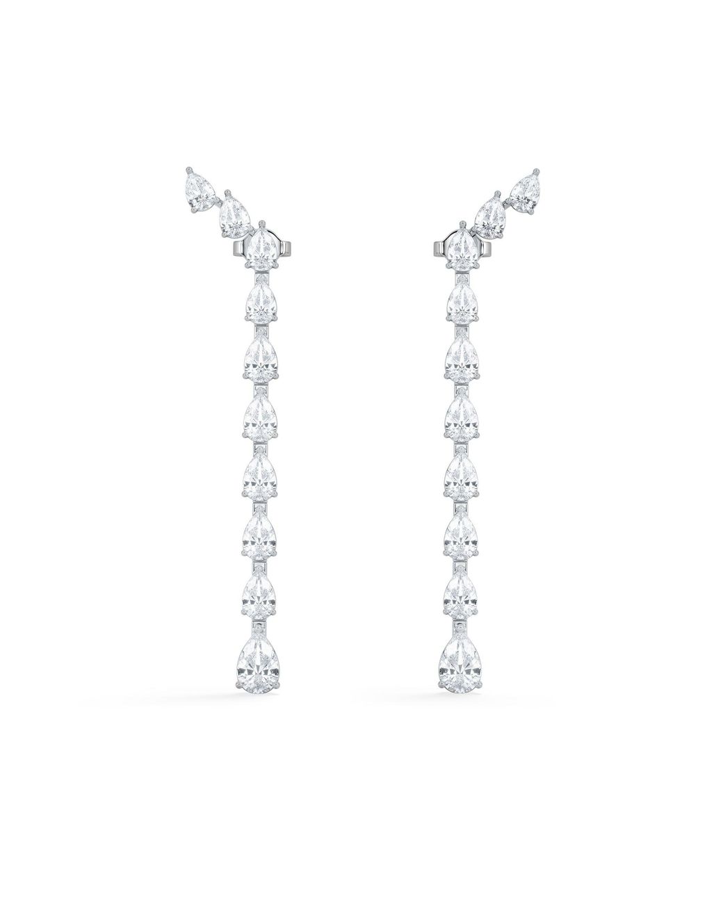 The Diamond Store White Luxe 4.00Ct Lab Diamond Drop Earrings With Igi Certified Pear-Cut Diamonds