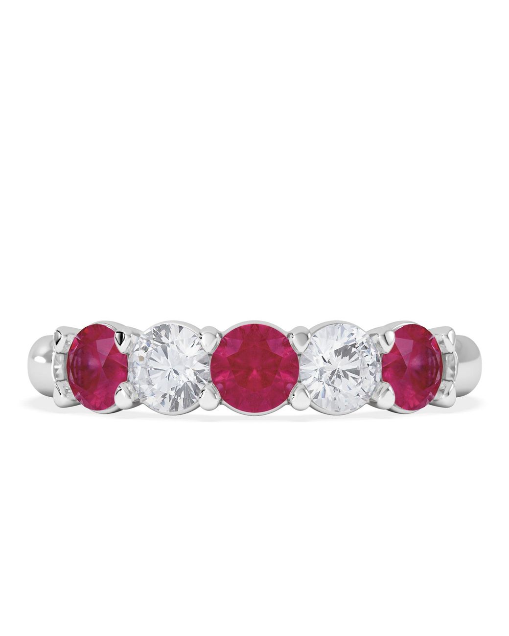 The Diamond Store Pink Solene 0.75Ct Round Cut Lab Ruby And Lab Diamond Half Eternity Ring