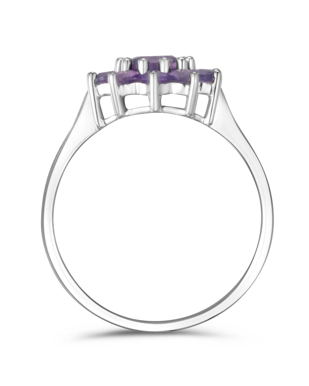 The Diamond Store Purple 0.94Ct Amethyst Cluster Ring