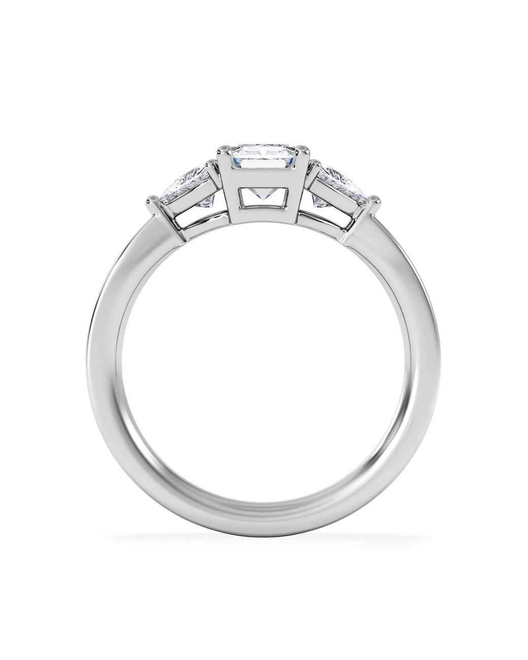The Diamond Store White Aurora Lab Diamond Emerald Cut And Trillion 1.70Ct Ring