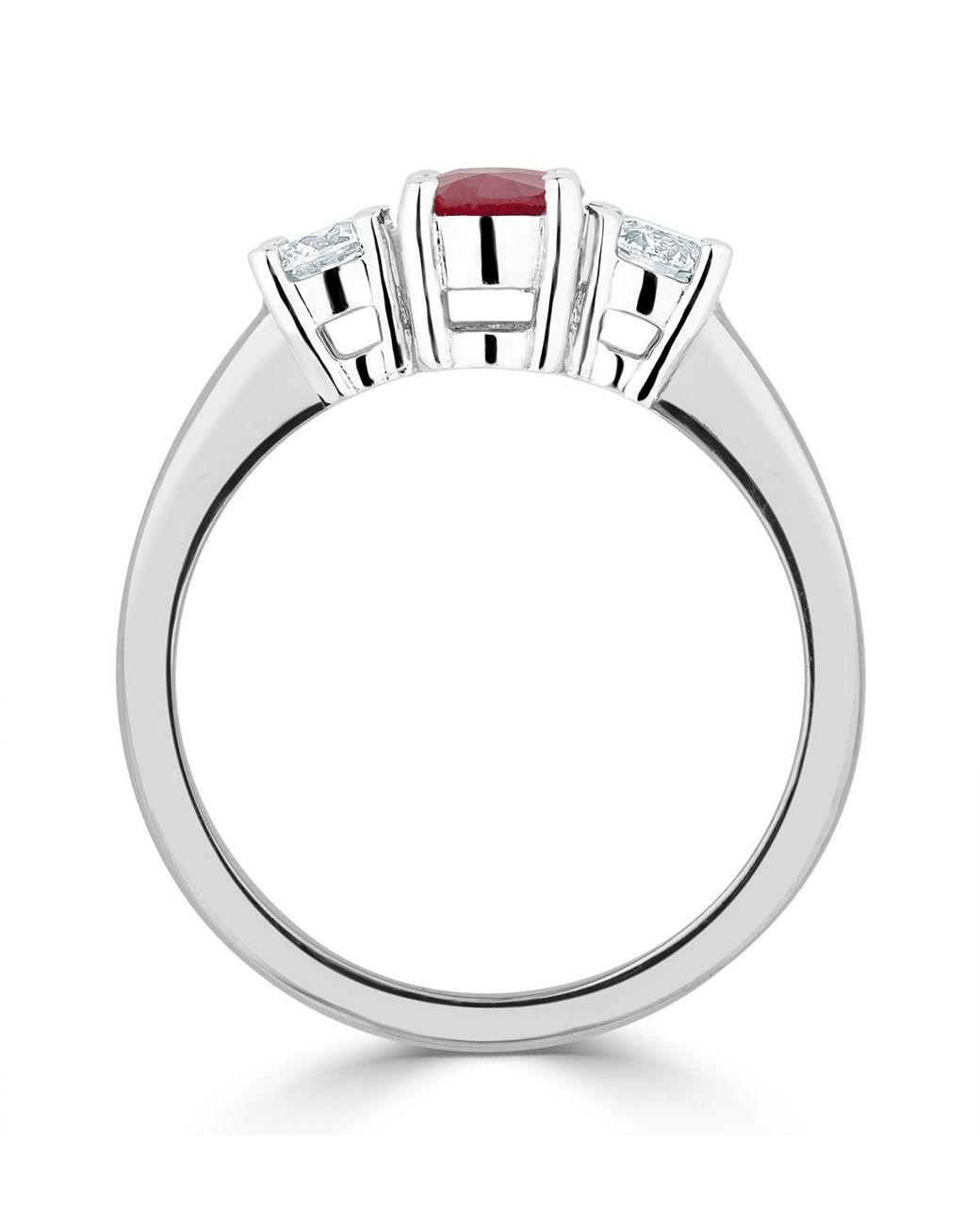 The Diamond Store Red 18K 0.50Ct Lab Diamonds G/Vs And 1.15Ct Ruby Ring