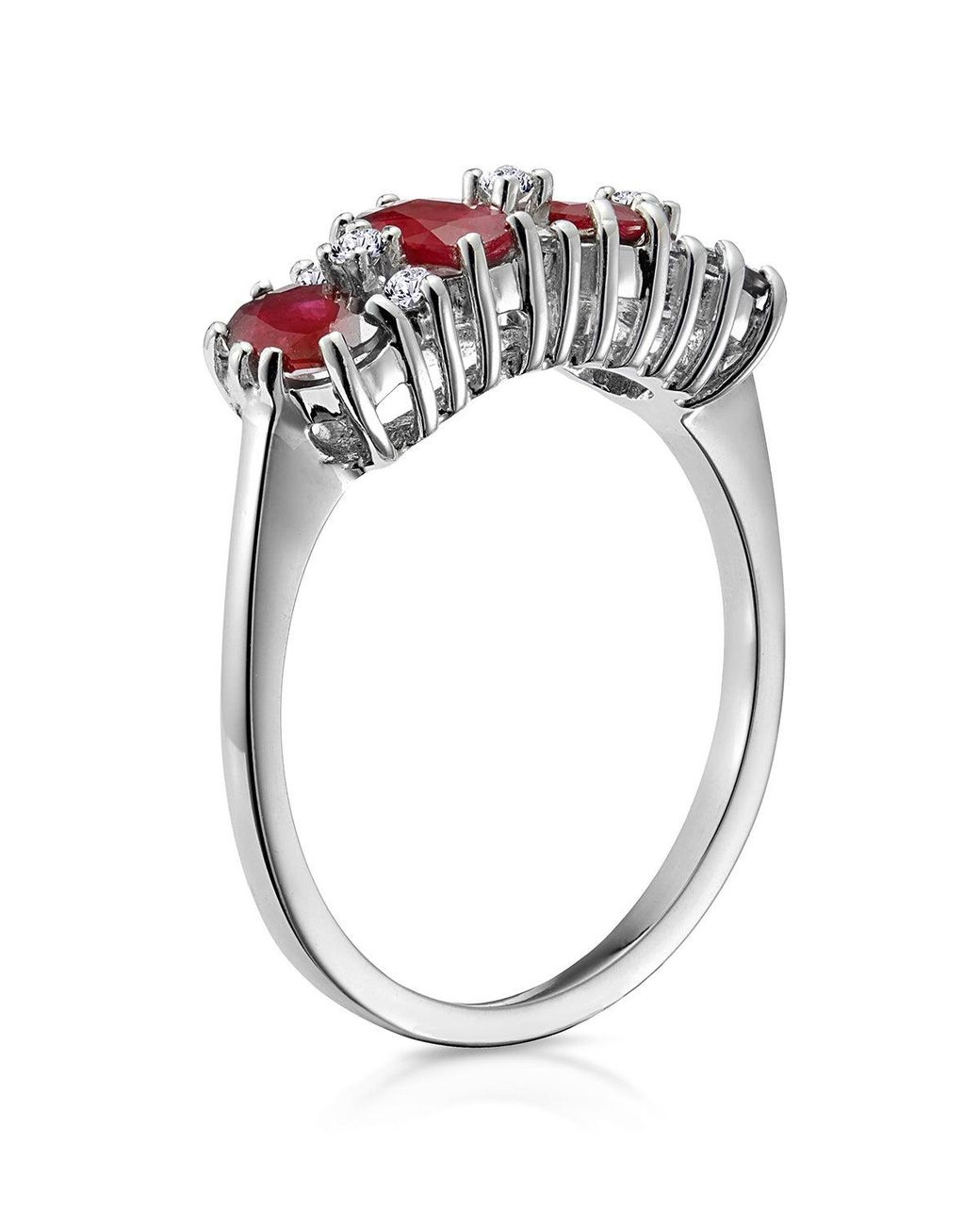 The Diamond Store Red Ruby 1.12Ct And Diamond 9K Ring
