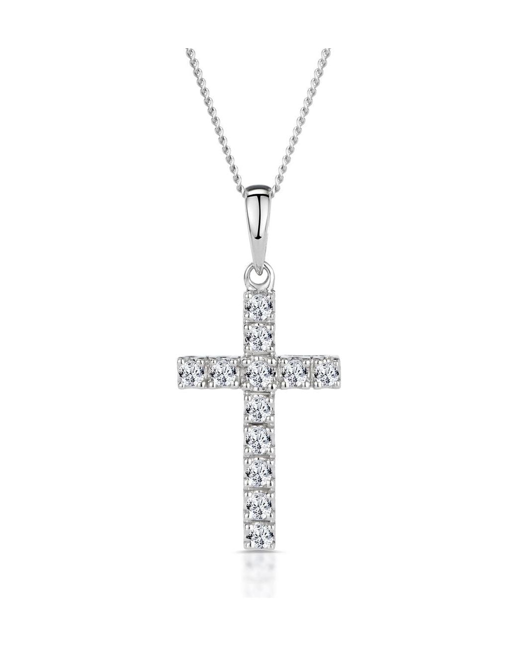 The Diamond Store Metallic 0.2 Ct Lab Grown Diamond Cross Necklace/Pendant Set