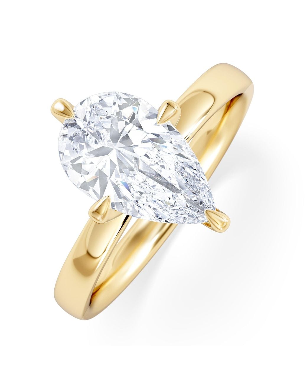 The Diamond Store Metallic Origin Twist 2.00Ct Pear Cut Lab Diamond Solitaire Engagement Ring