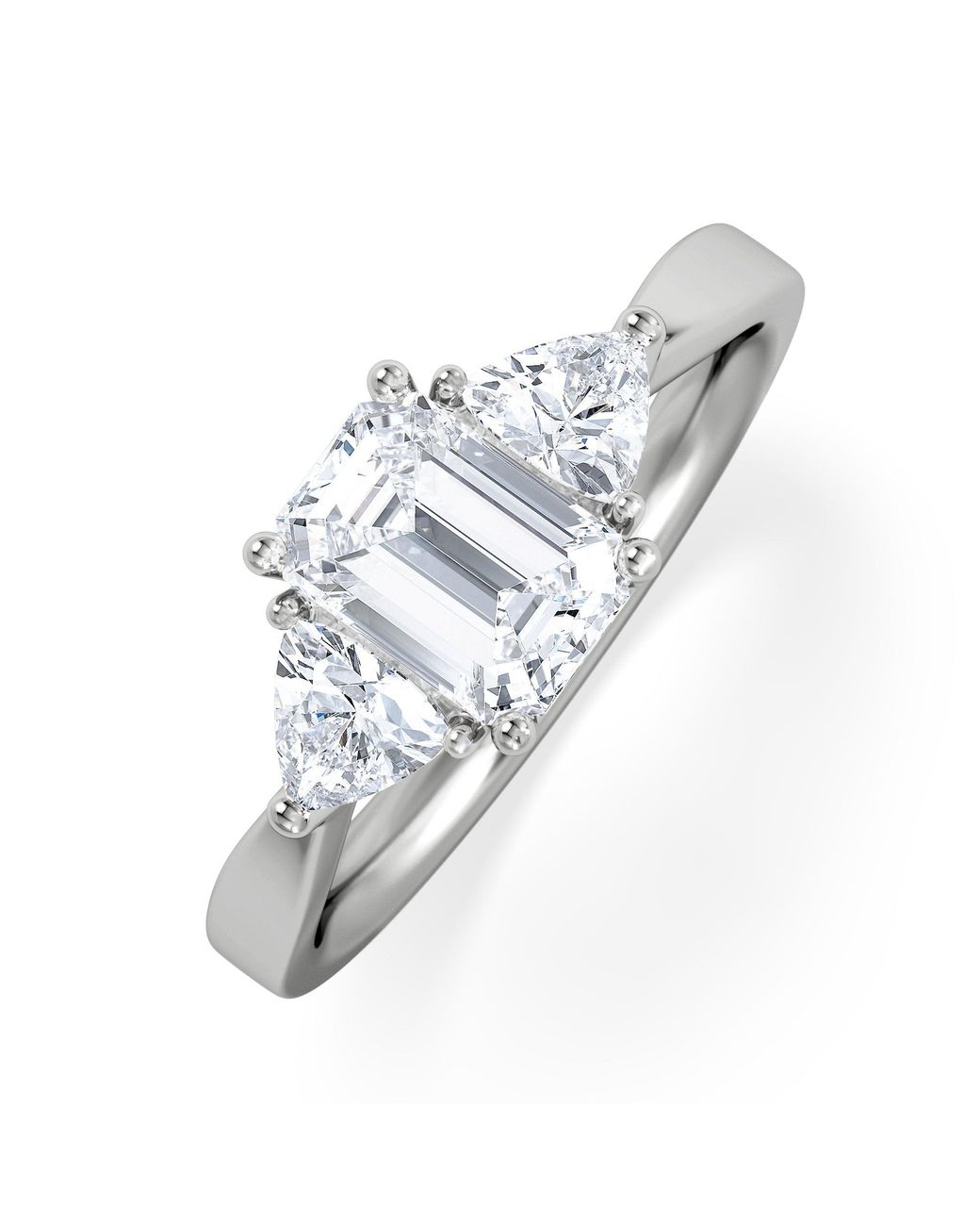 The Diamond Store White Aurora Lab Diamond Emerald Cut And Trillion 1.70Ct Ring
