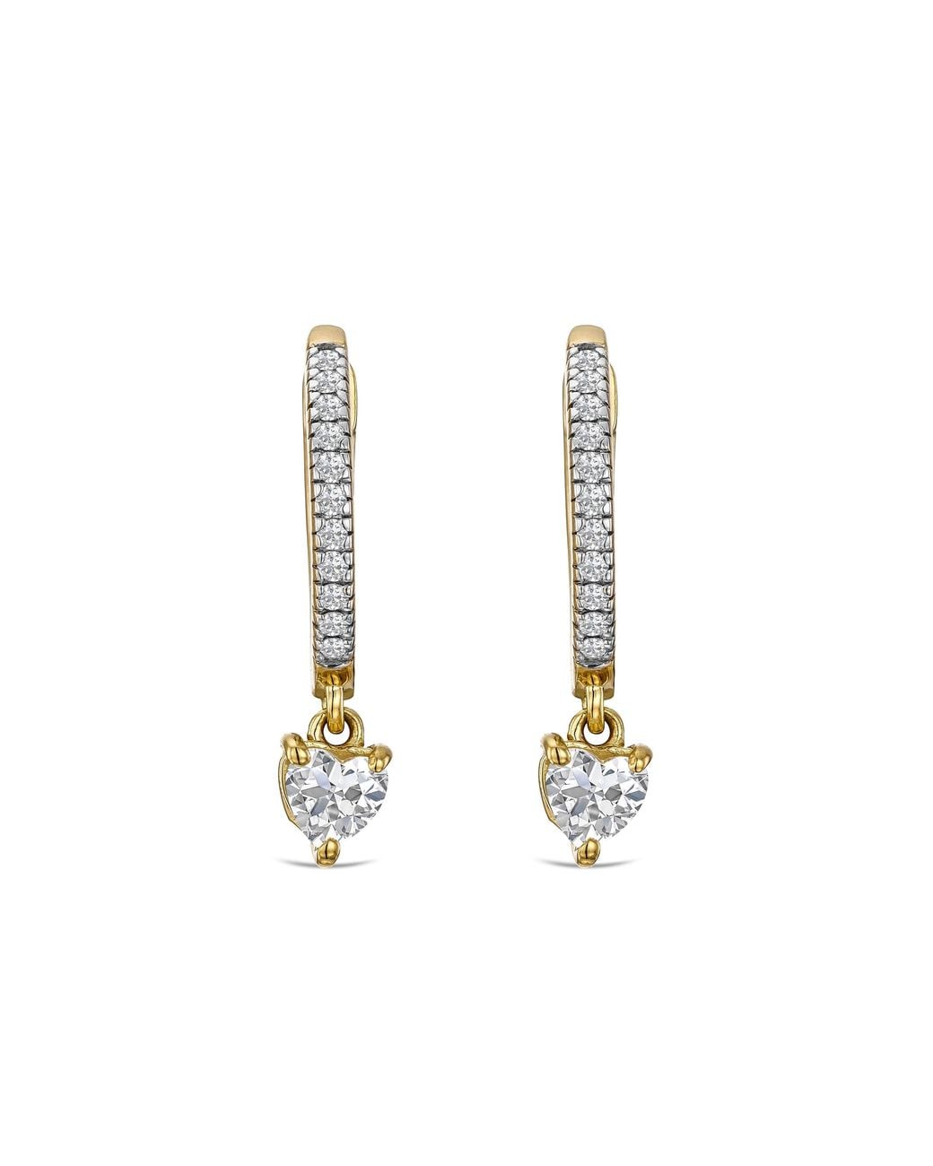 The Diamond Store Metallic Stellato Heart Drop Huggie Earrings Lab Diamond 1.00Ct