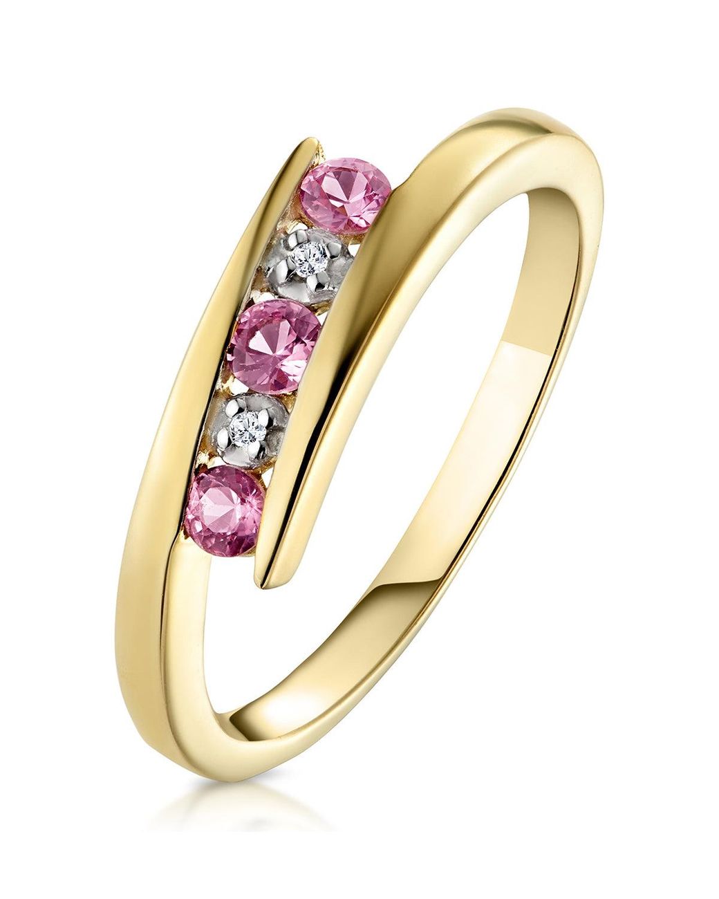 The Diamond Store Metallic 0.21Ct Sapphire And Diamond Ring 9K