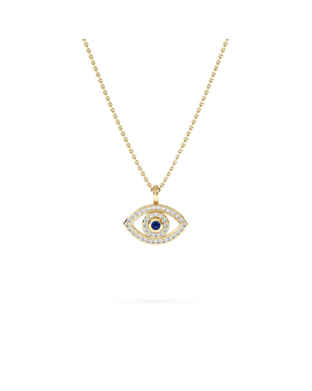 The Diamond Store Metallic Evil Eye 0.21Ct Sapphire And Lab Diamond Pendant Necklace