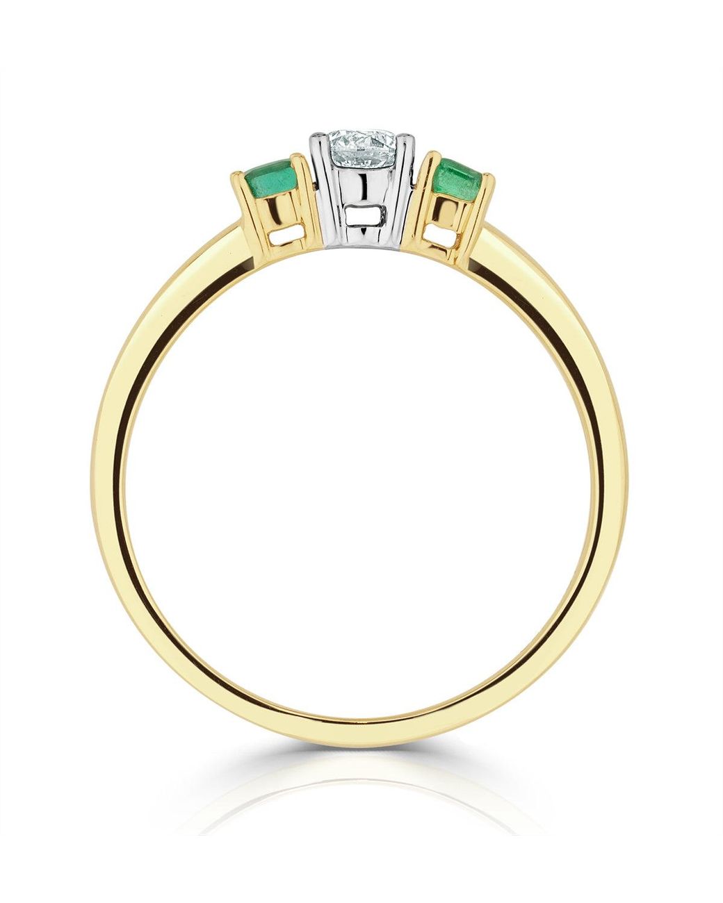 The Diamond Store Multicolor Emerald 0.20Ct And Diamond 18K Ring