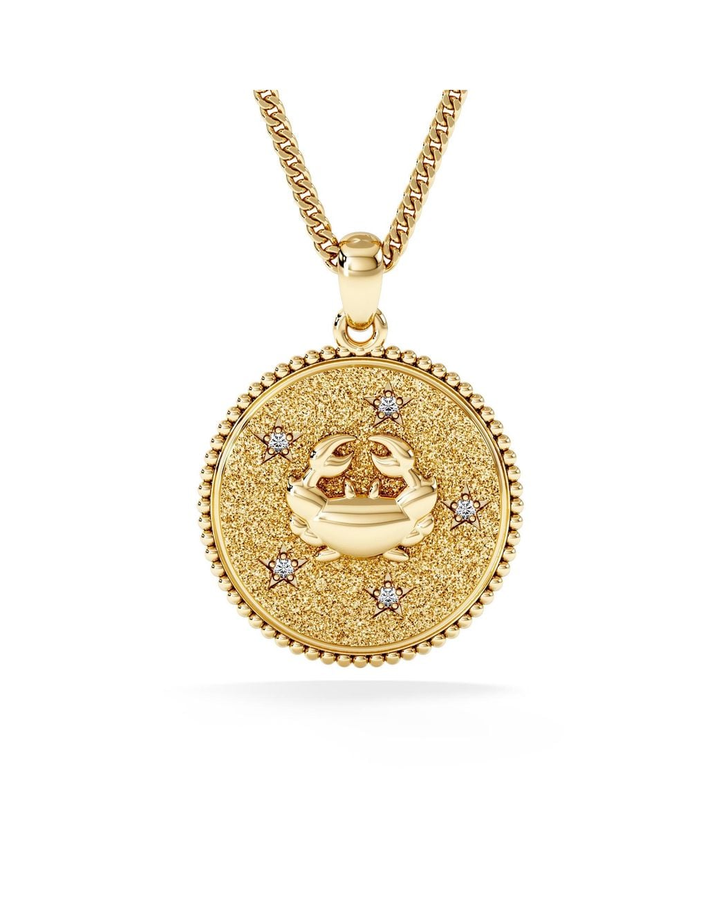 The Diamond Store Metallic Zodiac Cancer Necklace Medallion Lab Grown 0.02Ct