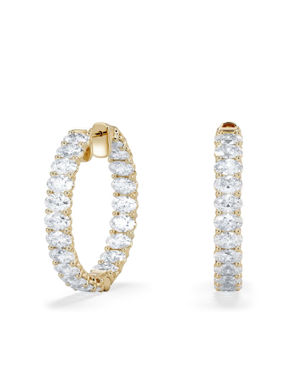 The Diamond Store White Luxe 8.00Ct Lab Diamond Hoop Earrings With Igi Certified Oval-Cut Diamonds
