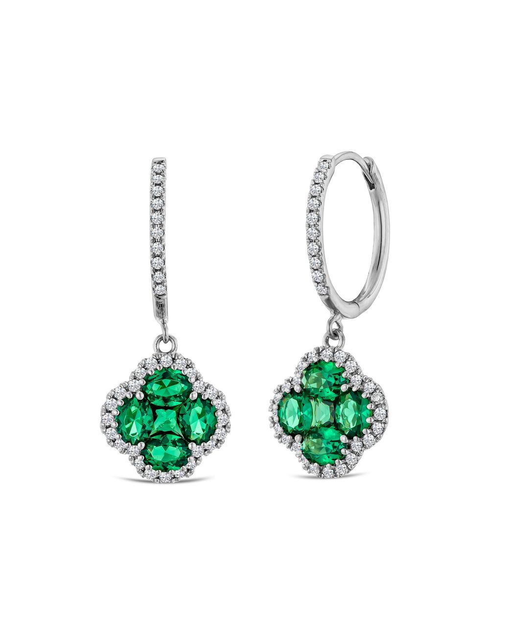 The Diamond Store Green Alegria 1.50Ct Lab Emerald Halo Earrings
