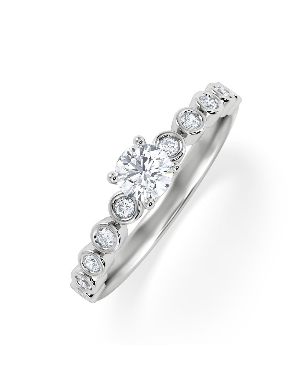 The Diamond Store White Entwine 0.30Ct Round Cut Lab Diamond Solitaire Engagement Ring With Side Stones