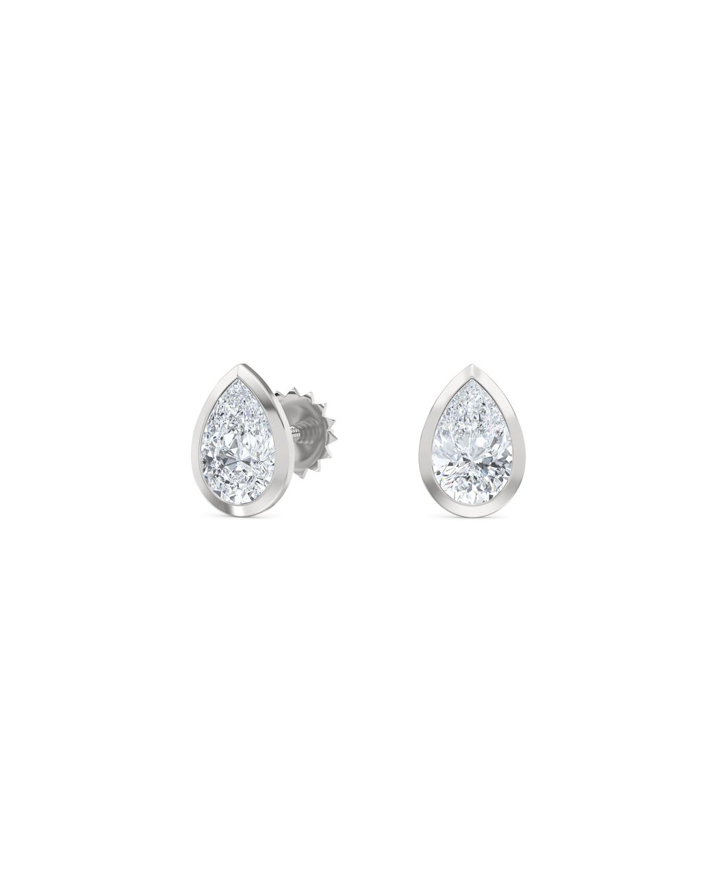 The Diamond Store Metallic Skyline Bezel Set 1.00Ct Pear Cut Lab Diamond Stud Earrings