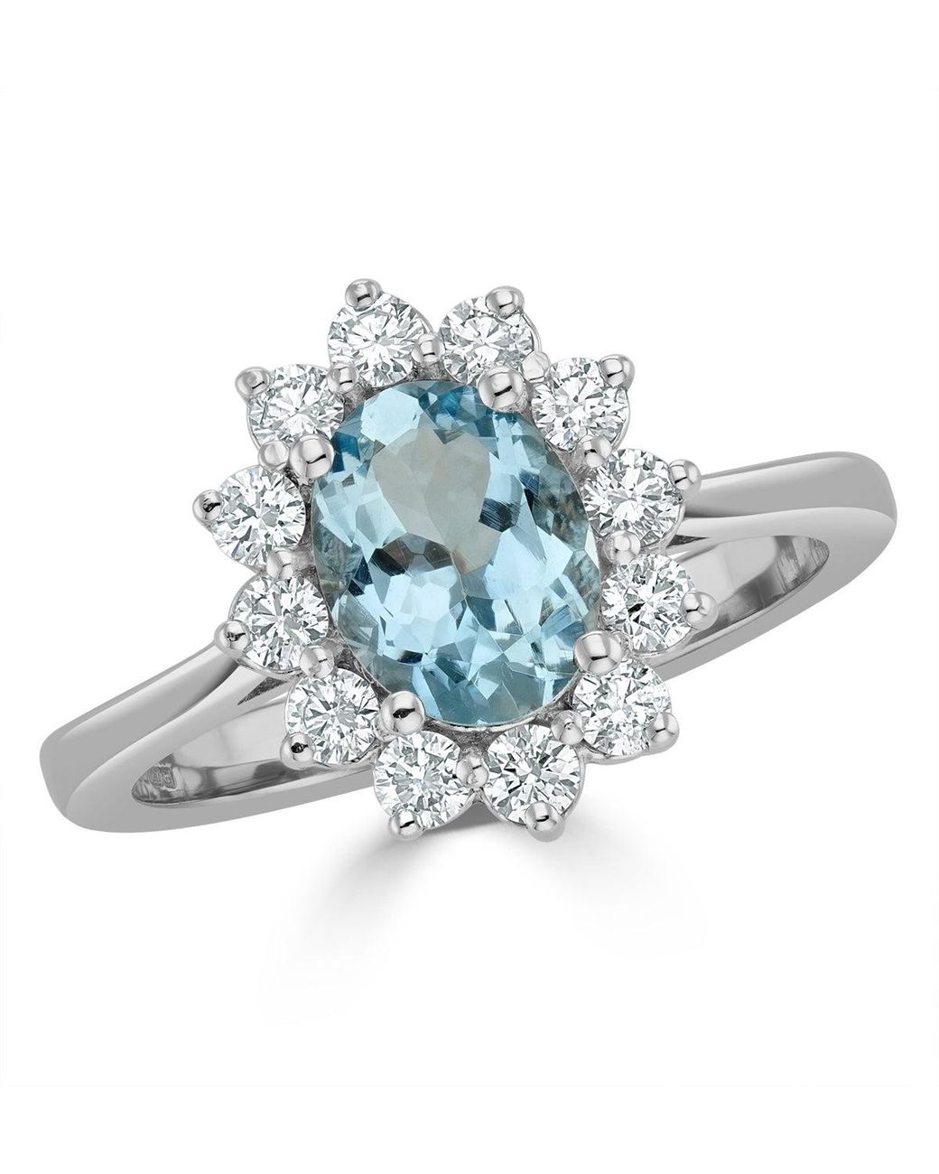 The Diamond Store Blue Aquamarine 1.10Ct And Diamond 0.50Ct 18K Ring