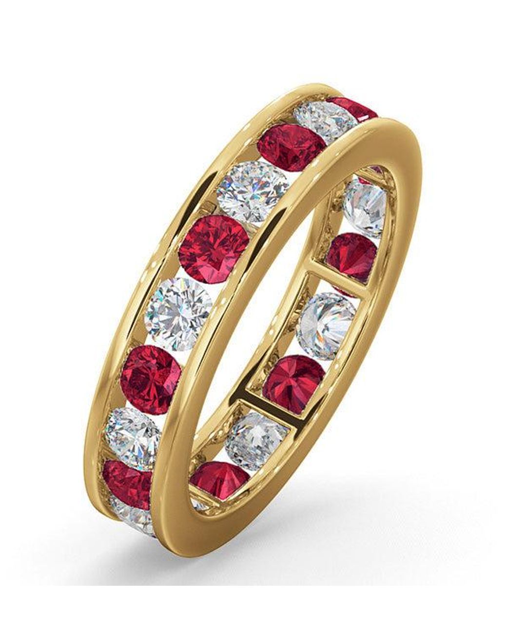 The Diamond Store Multicolor Eternity Ring Rae Diamonds H/Si And Ruby 1.80Ct
