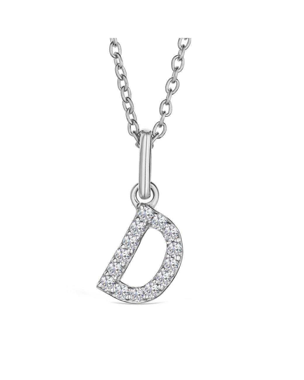 The Diamond Store Metallic Love Letter Initial D Lab Diamond Necklace Set