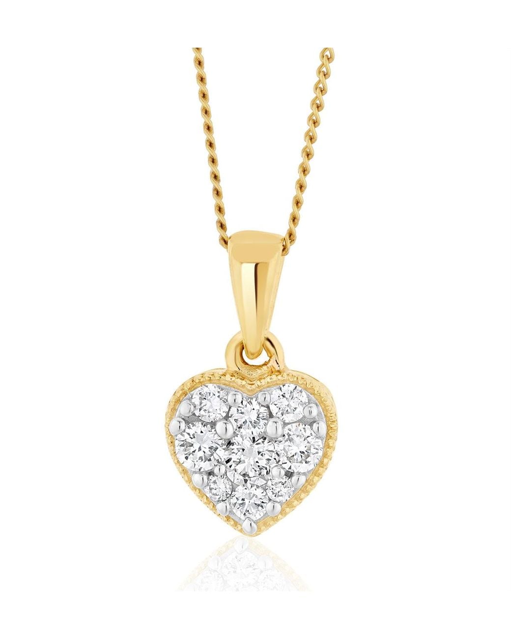 The Diamond Store Metallic 0.25 Ct Lab Grown Diamond Heart Pendant Necklace