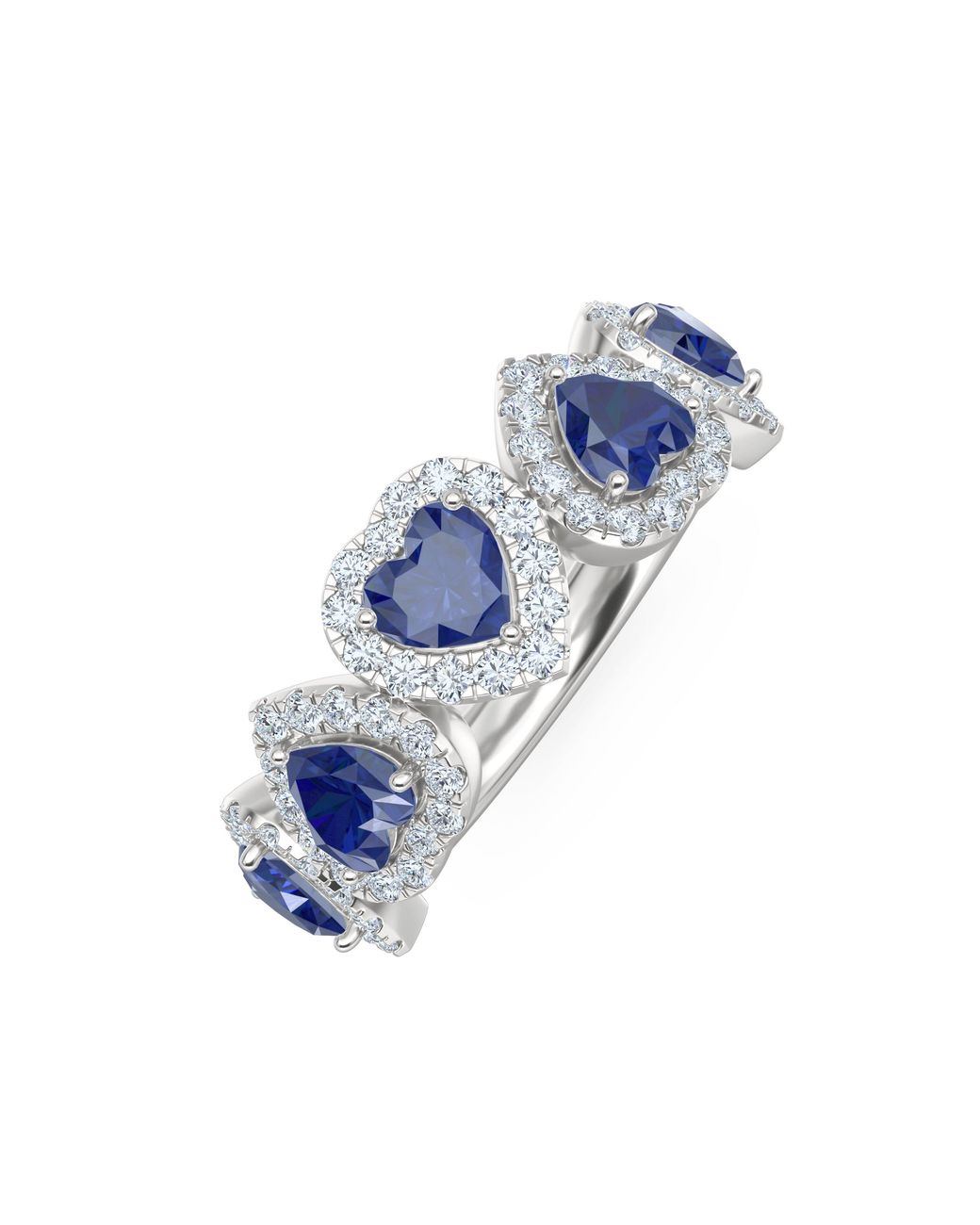 The Diamond Store Blue Chérie 1.80Ct Heart Cut Lab Sapphire And Lab Diamond Halo Ring
