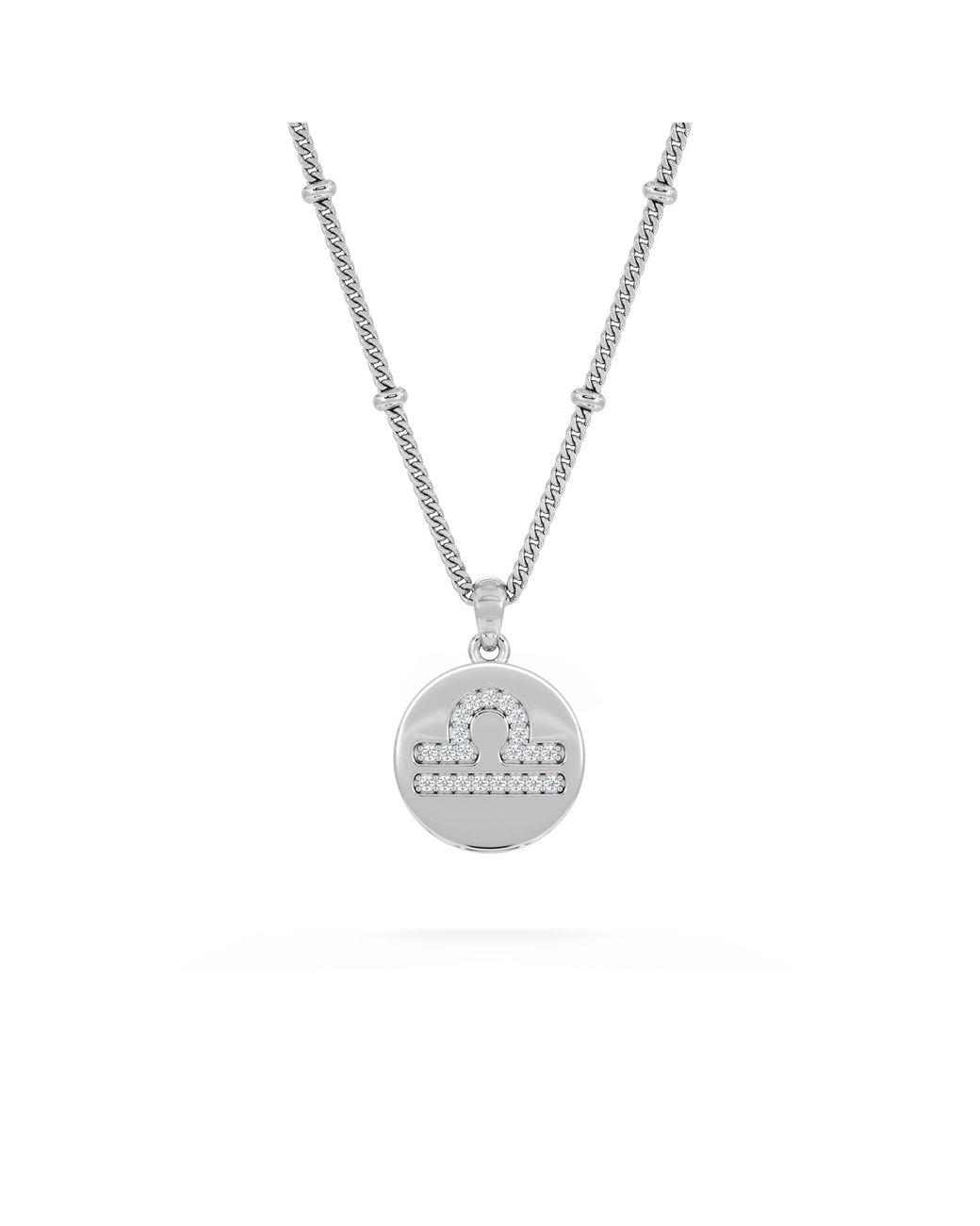 The Diamond Store Metallic Astrology Libra 0.07Ct Lab Grown Diamond Medallion Pendant Necklace