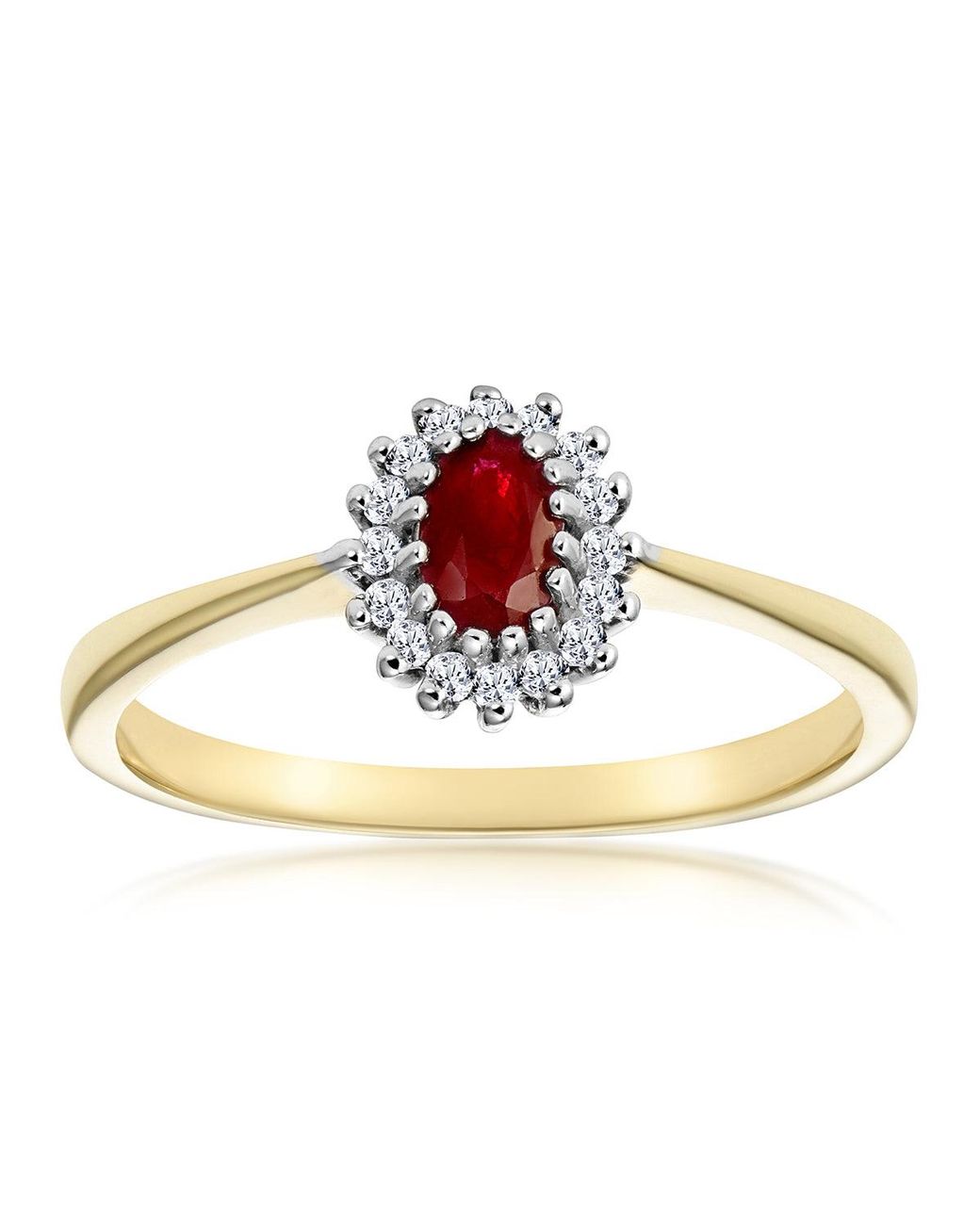 The Diamond Store Metallic Ruby 5 X 3Mm And Diamond 9K Ring