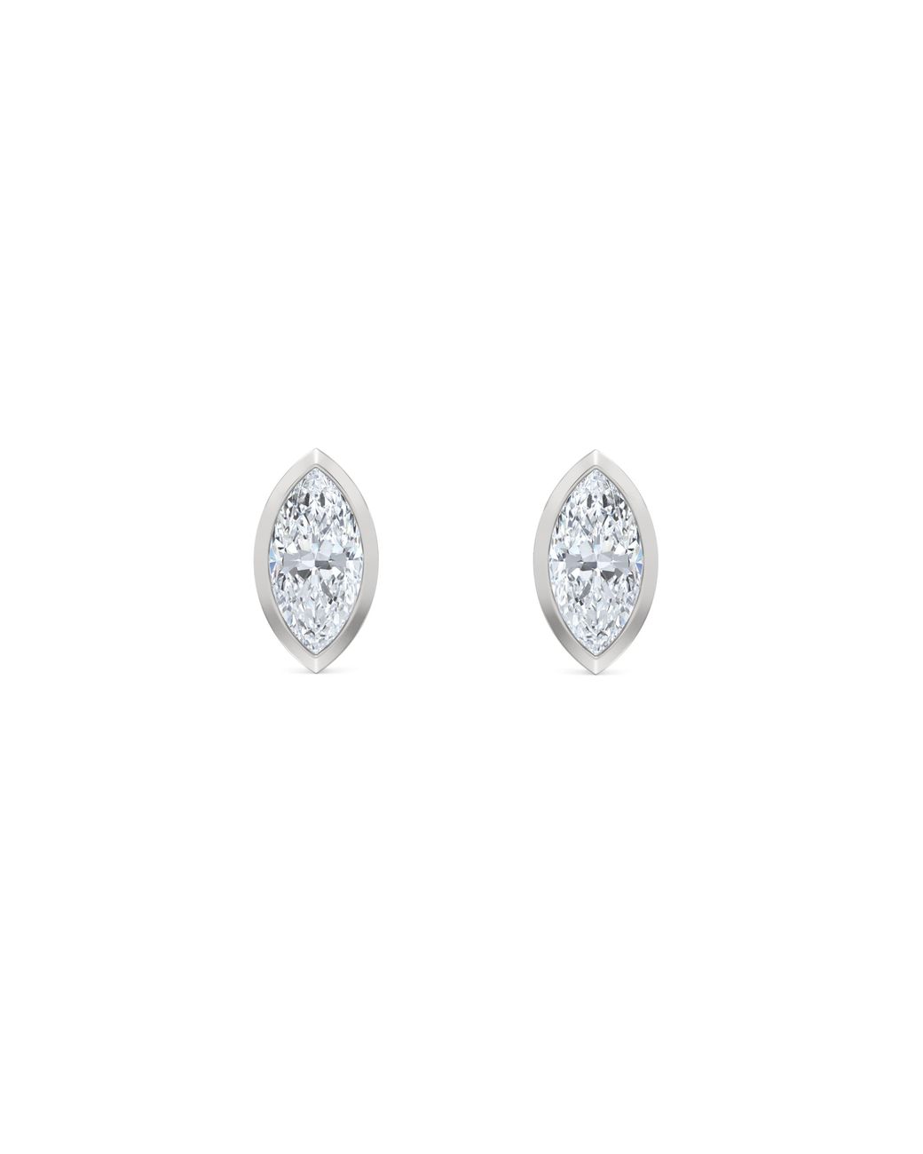 The Diamond Store Metallic Skyline Bezel Set 1.00Ct Marquise Cut Lab Diamond Stud Earrings