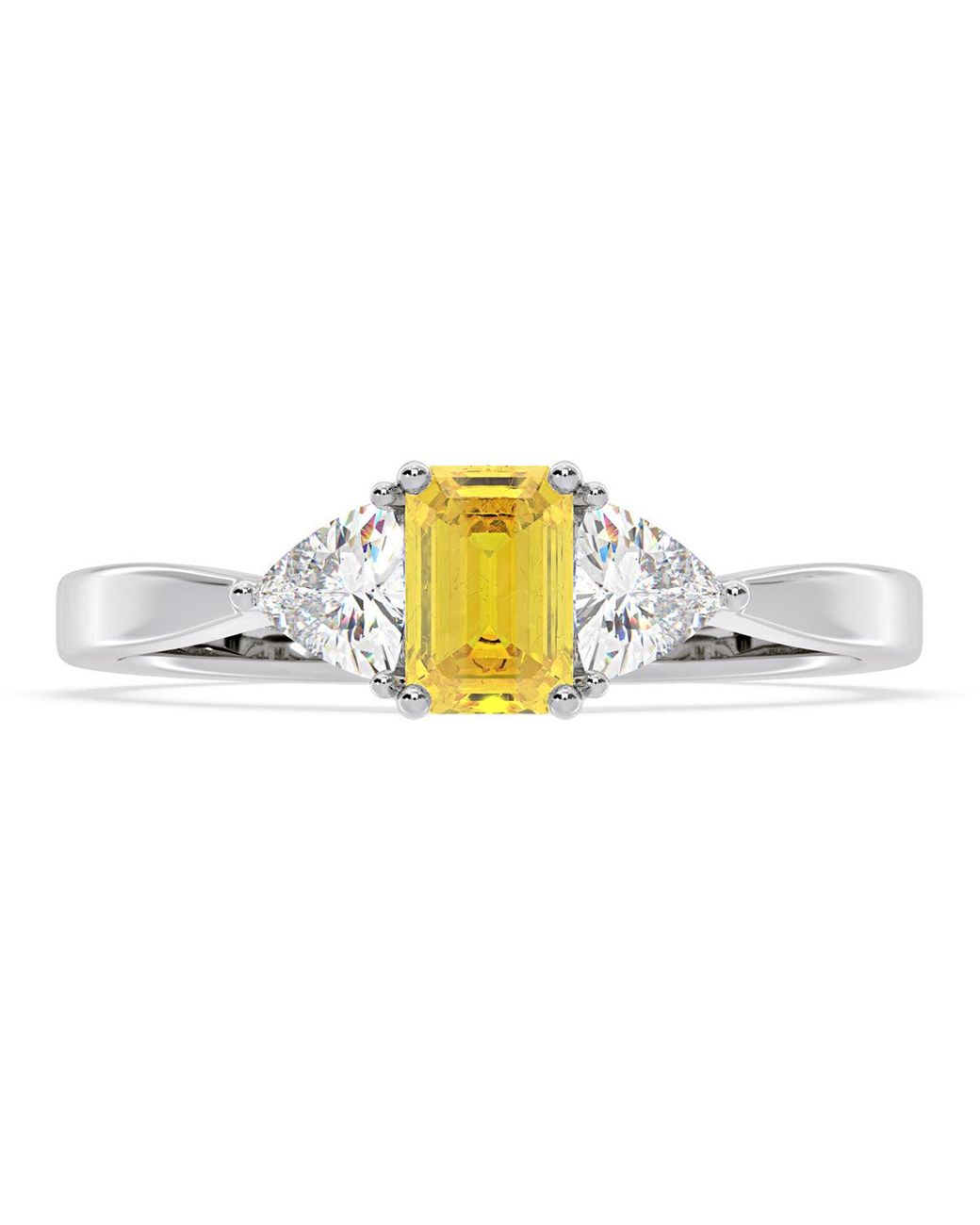 The Diamond Store Metallic Aurora Lab Diamond Emerald Cut And Trillion 1.00Ct Ring