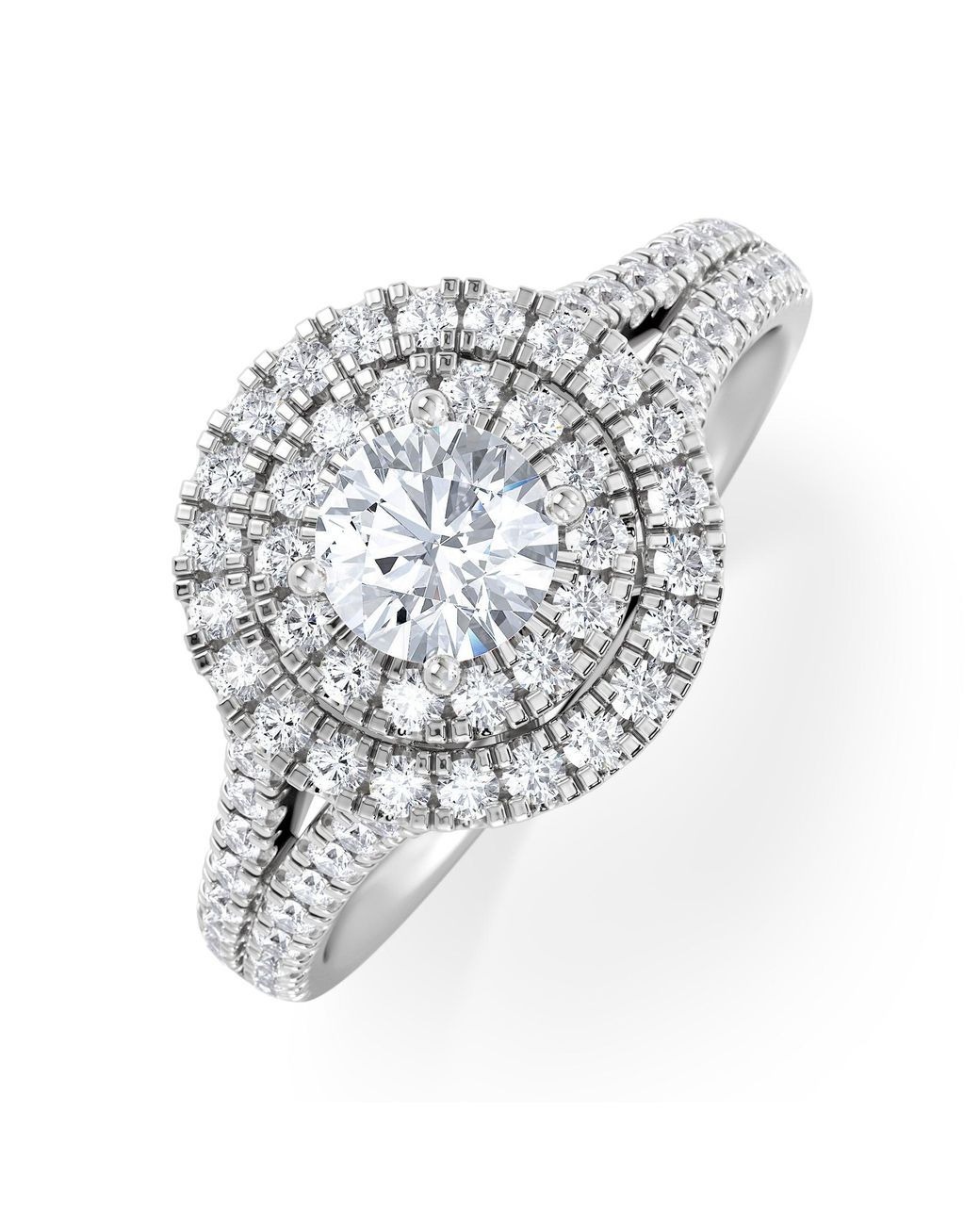 The Diamond Store White Camilla Diamond Halo Engagement Ring 18K 1.15Ct G/Si2