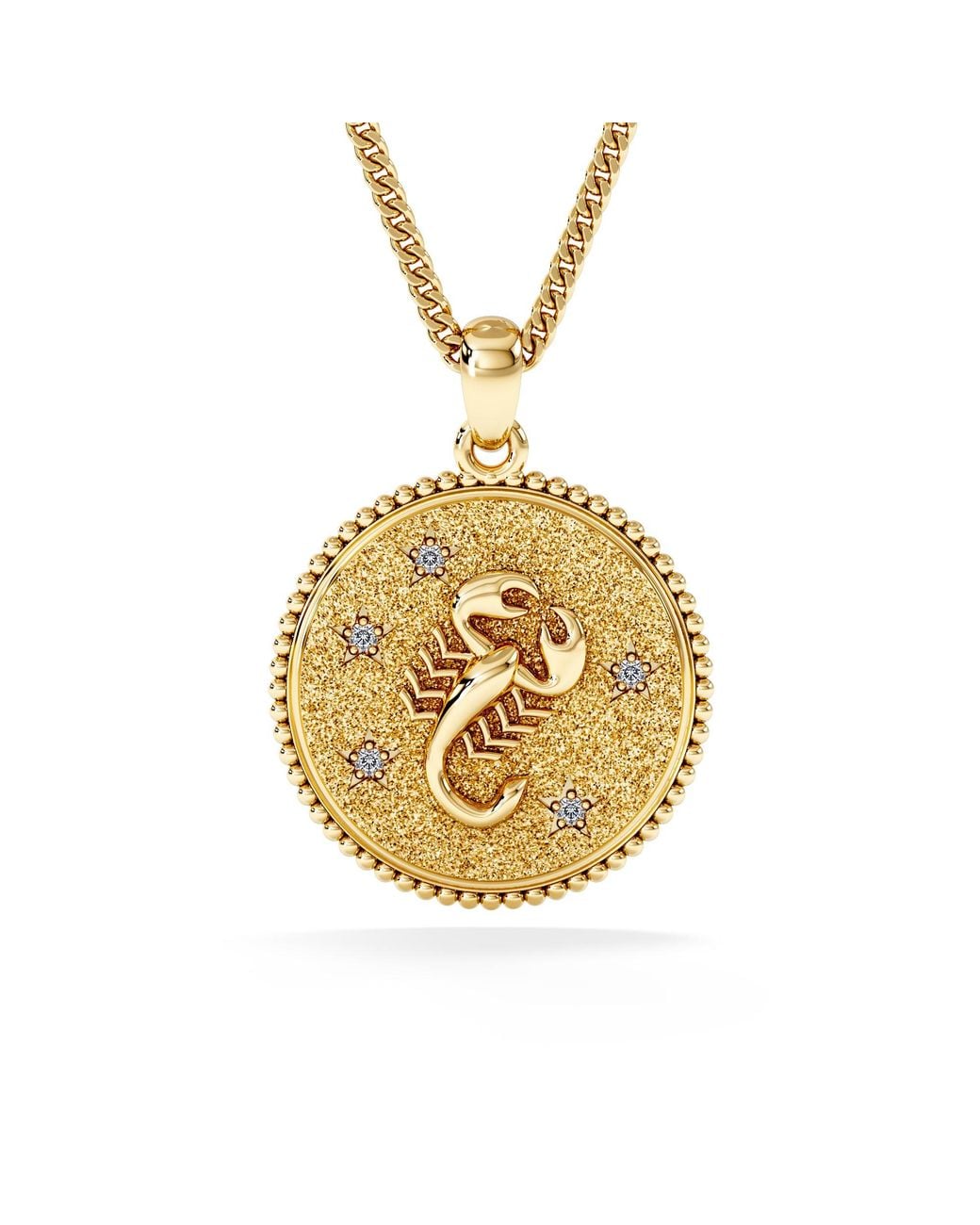 The Diamond Store Metallic Zodiac Scorpio Necklace Medallion Lab Grown 0.02Ct