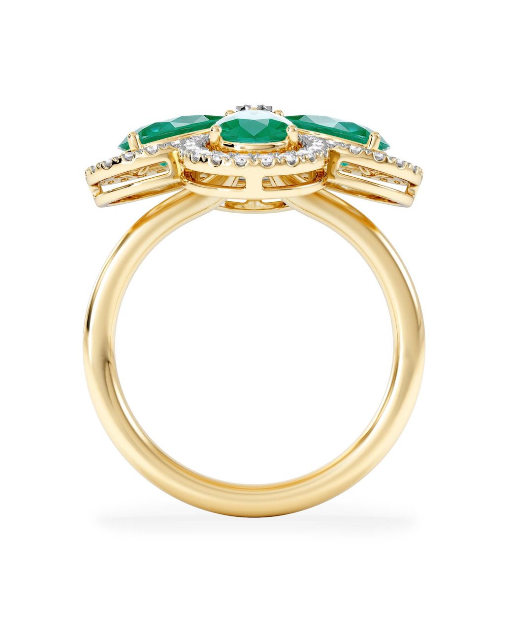 The Diamond Store Green Bloom 3.20Ct Lab Emerald And Lab Diamond Ring