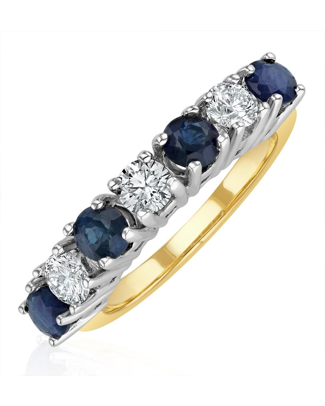 The Diamond Store Blue Sapphire 1Ct And Diamond Ring 0.50Ct 18K Ft32