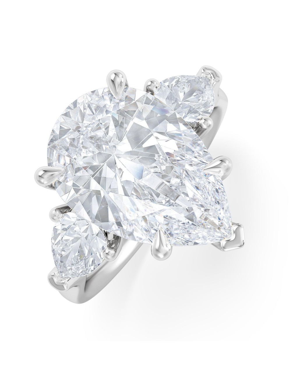 The Diamond Store Blue Adore 6.00Ct Pear Cut Lab Diamond 3 Stone Engagement Ring