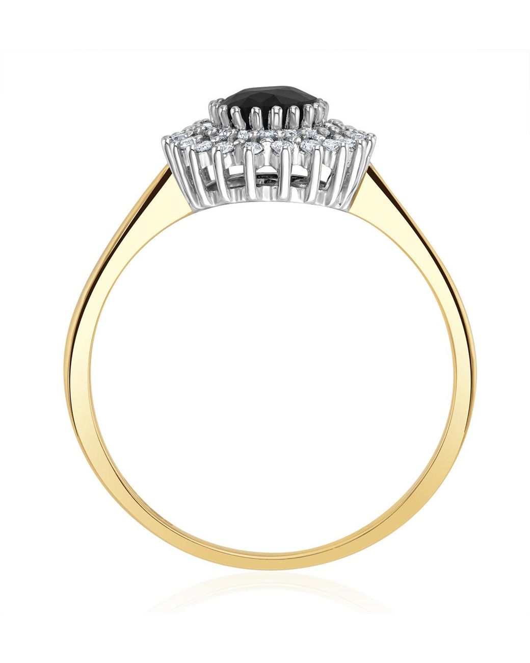 The Diamond Store Metallic Sapphire 7 X 5Mm And Diamond 9K Ring