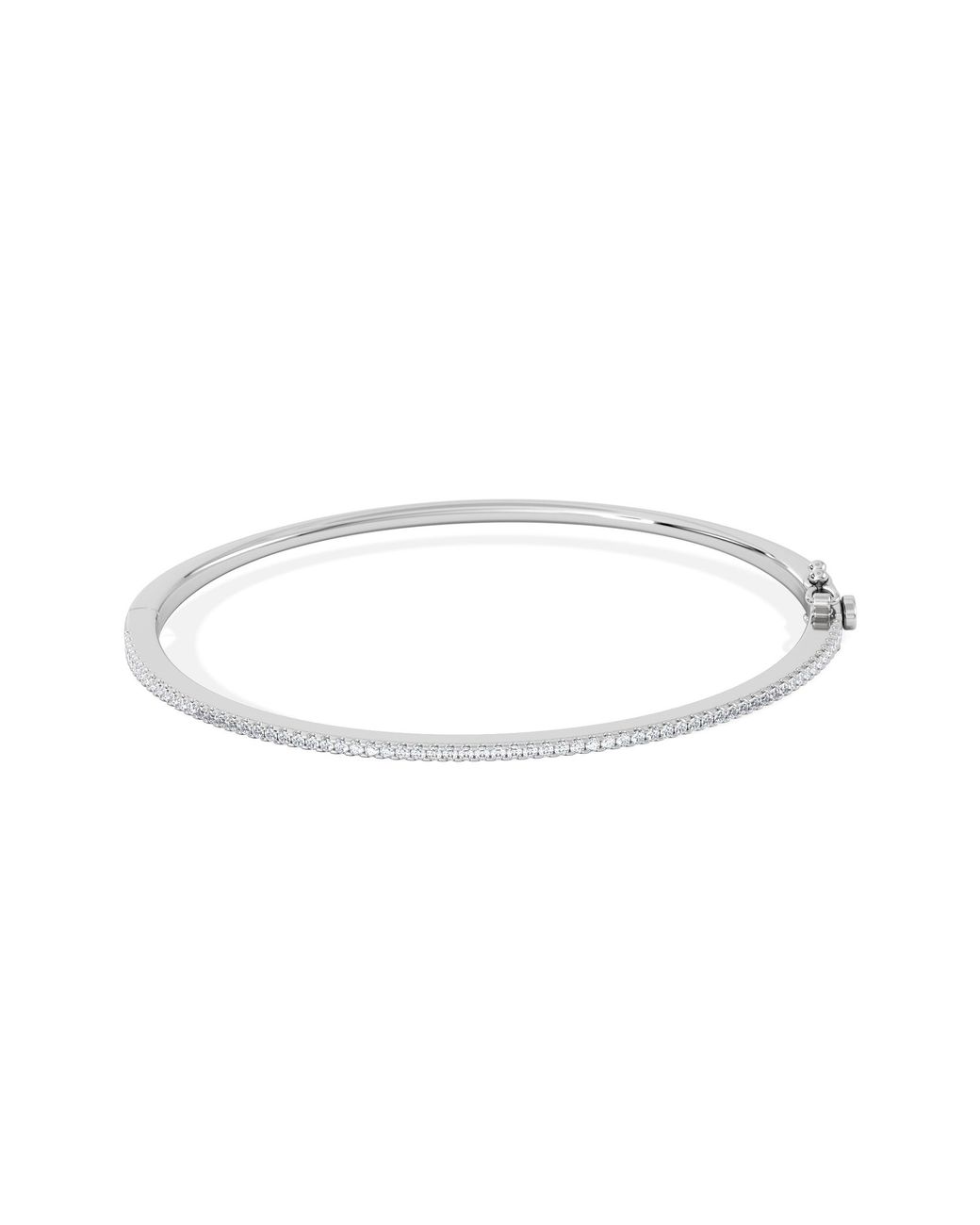 The Diamond Store White 0.50Ct Lab Diamond Half Pavé Bangle Bracelet