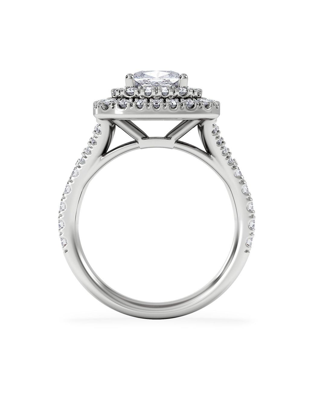 The Diamond Store White Anastasia Lab Diamond Halo Engagement Ring 18K 2.15Ct F/Vs1