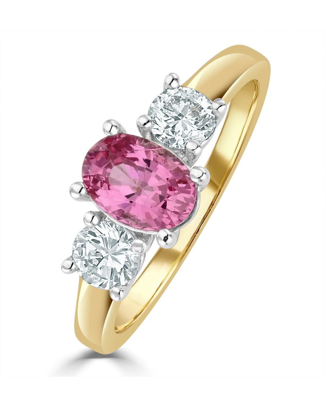The Diamond Store Pink 18K 0.50Ct H/Si Lab Diamonds G/Vs And 1.00Ct Sapphire Ring