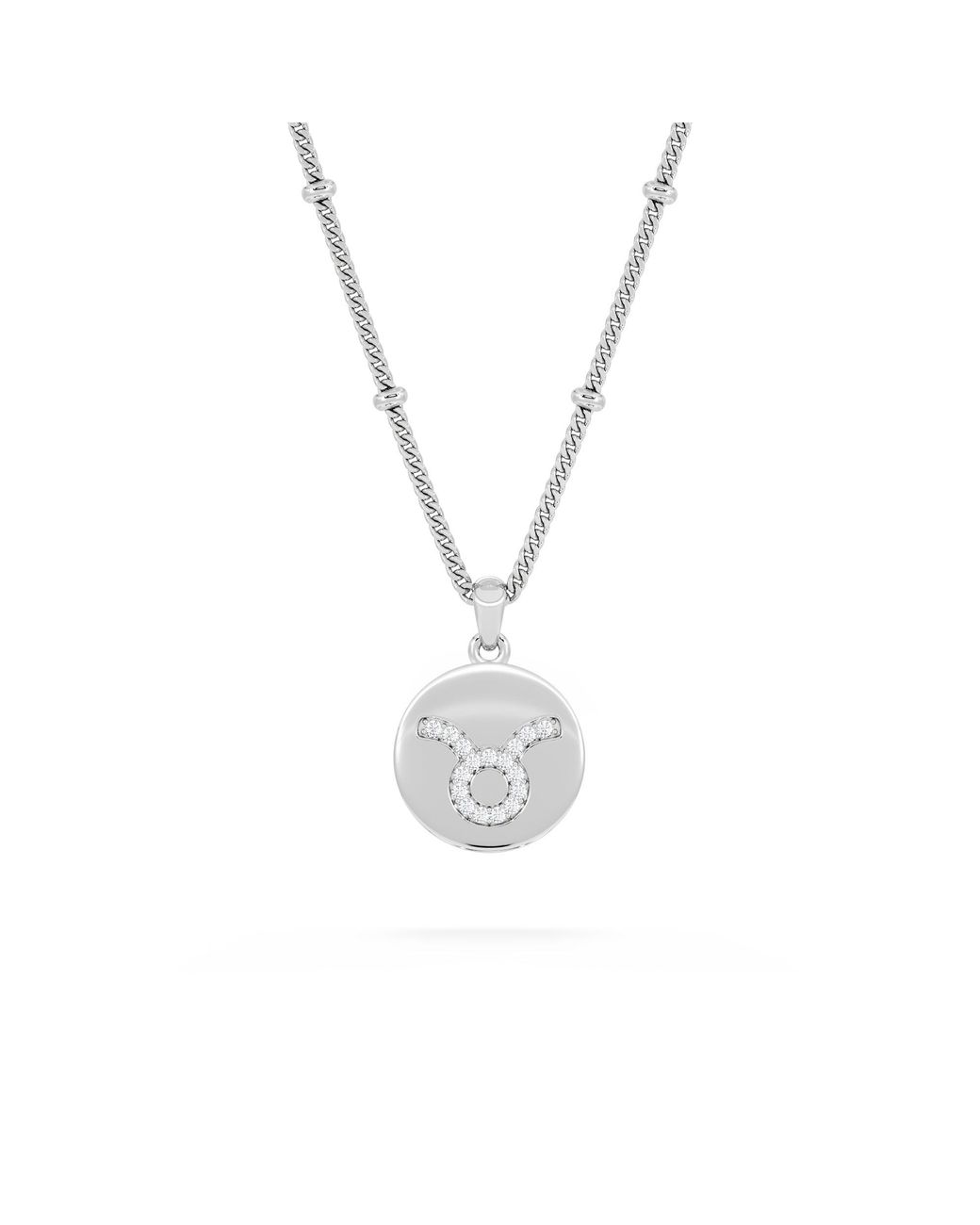 The Diamond Store Metallic Astrology Taurus 0.07Ct Lab Grown Diamond Medallion Pendant Necklace